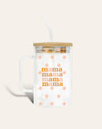 'Mama' Retro Floral Glass Cup & Straw