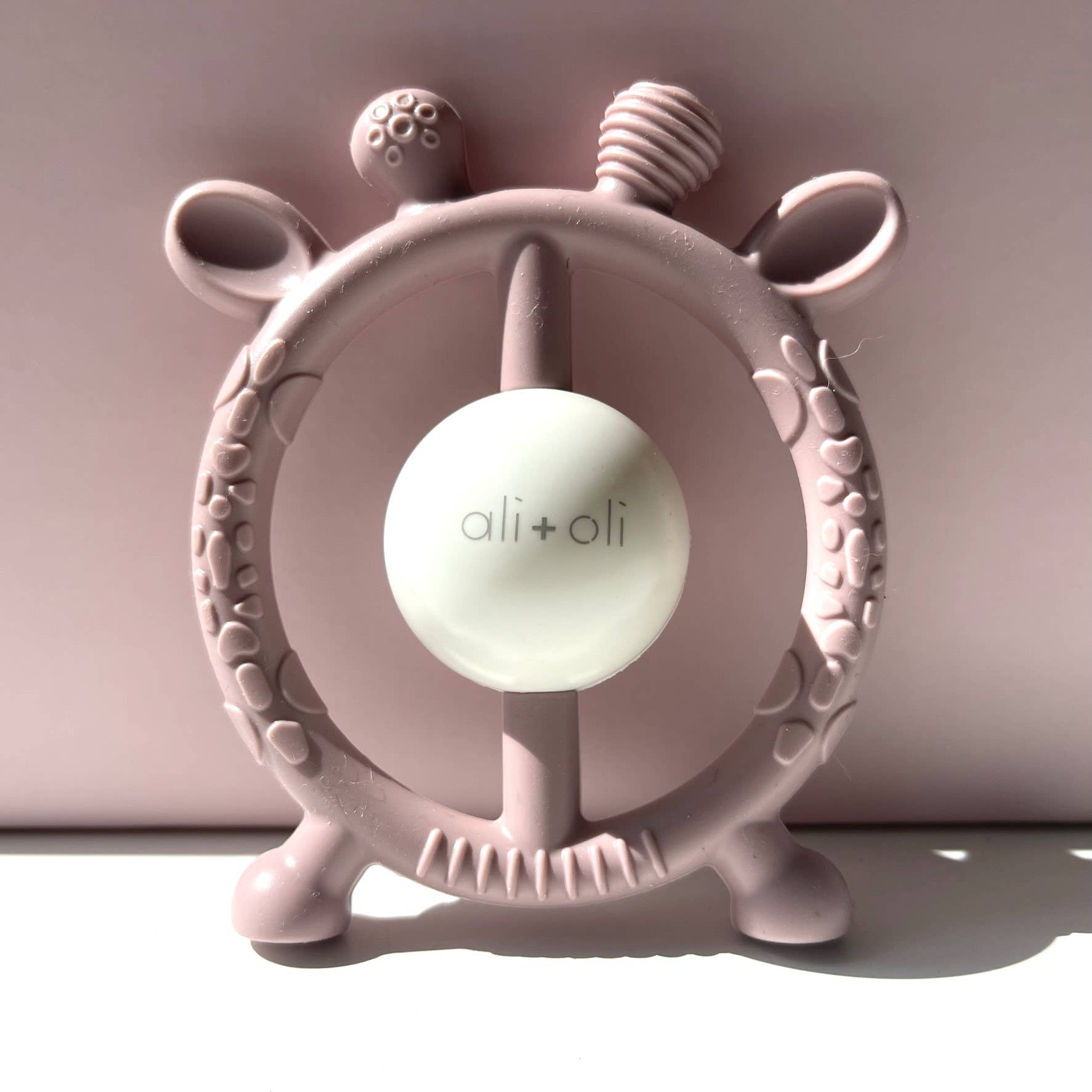 Giraffe Teether & Rattle Silicone Toy (Berry)