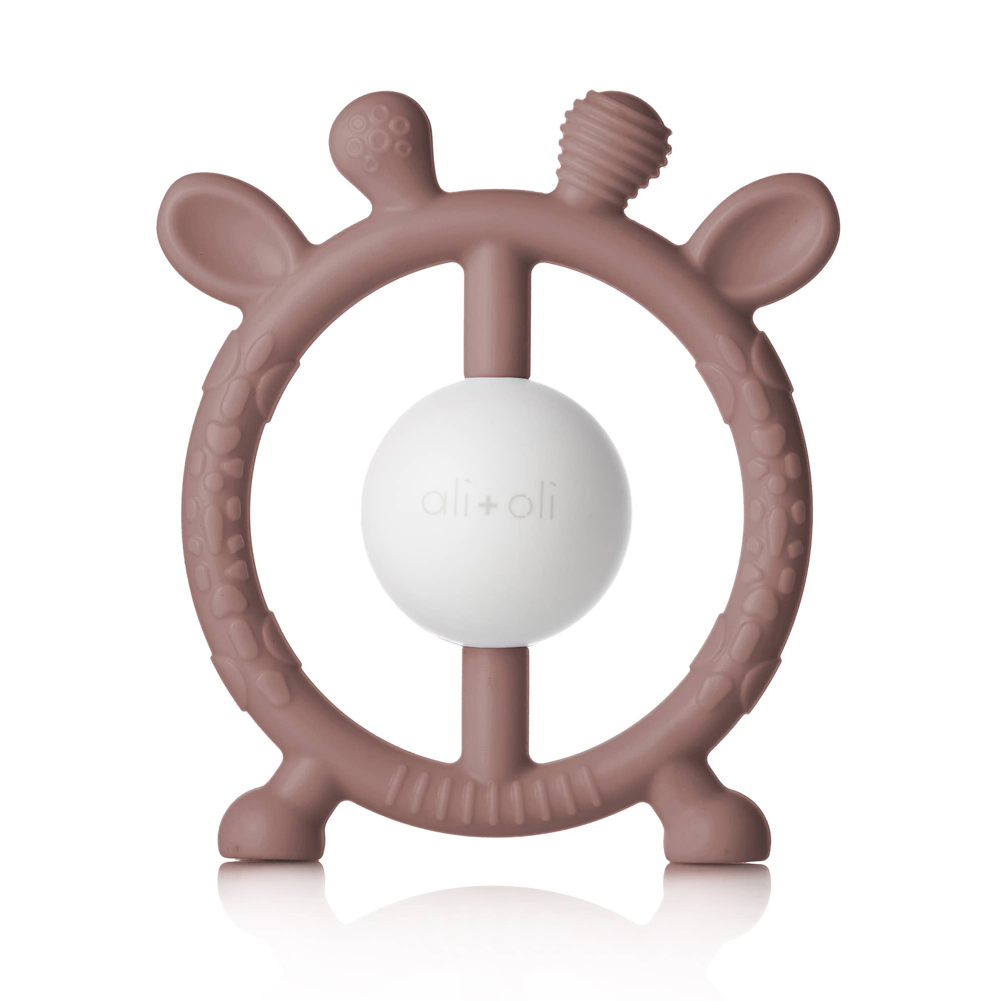 Giraffe Teether & Rattle Silicone Toy (Berry)