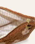 Teddy Sherpa Pouch (Brown Flower)