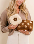 Teddy Sherpa Pouch (Brown Flower)