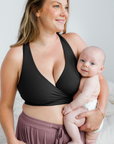 French Terry Racerback Nursing & Sleep Bra (Black)