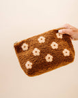 Teddy Sherpa Pouch (Brown Flower)