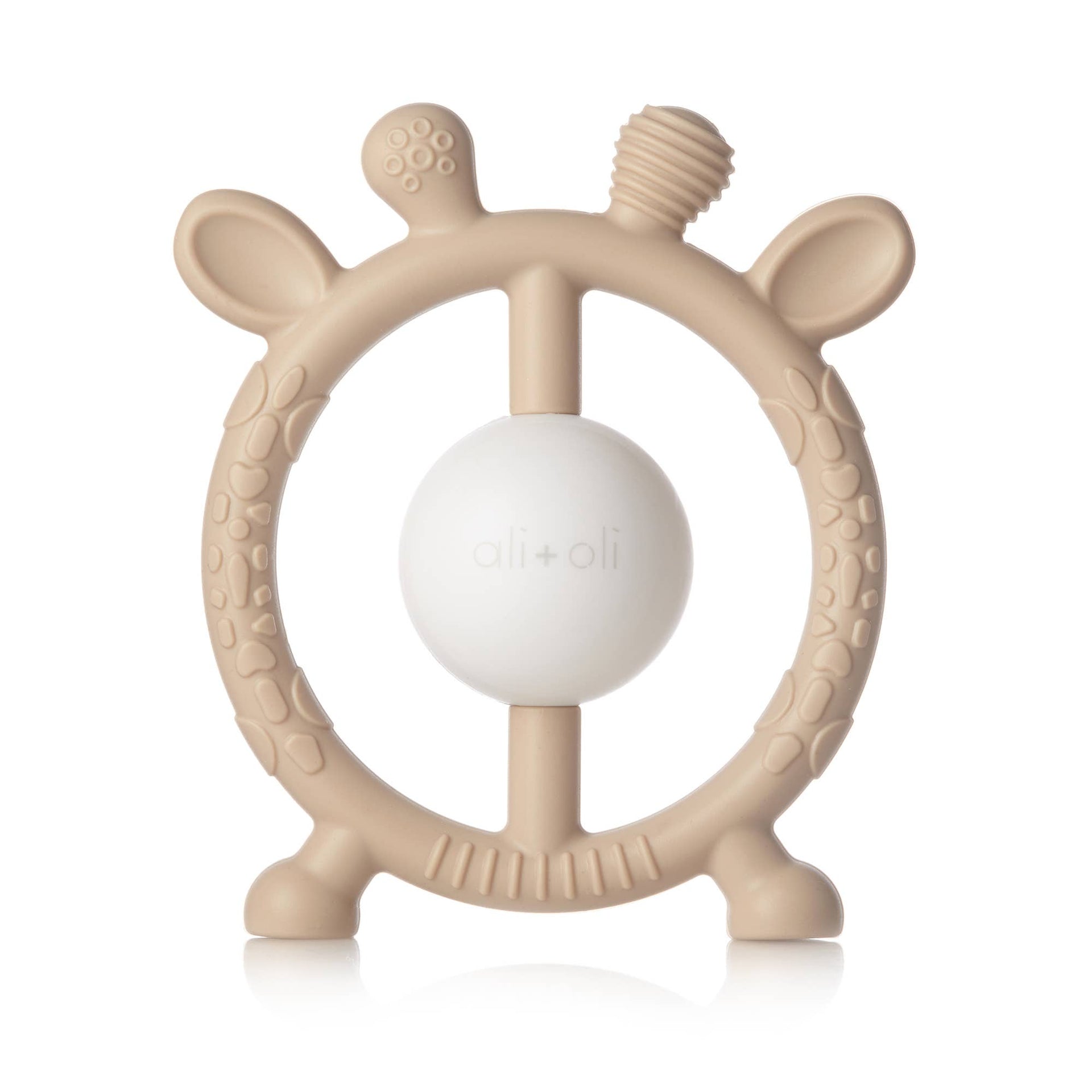 Giraffe Teether & Rattle Silicone Toy (Taupe) – Hello Postpartum