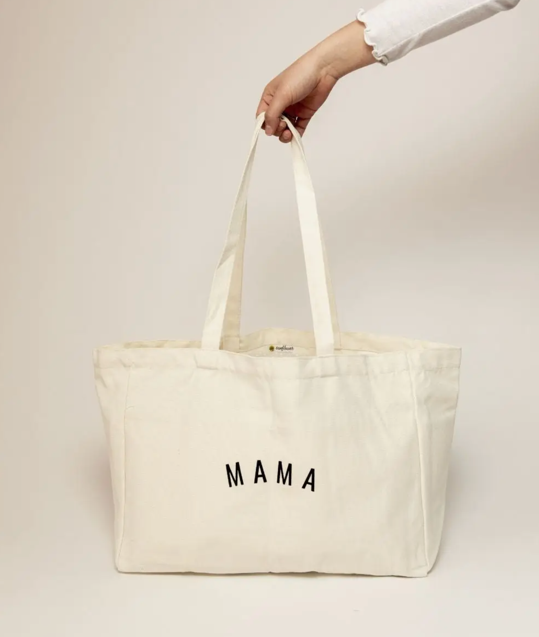 Oversized &#39;Mama&#39; Canvas Tote with Pockets