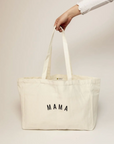 Oversized 'Mama' Canvas Tote with Pockets